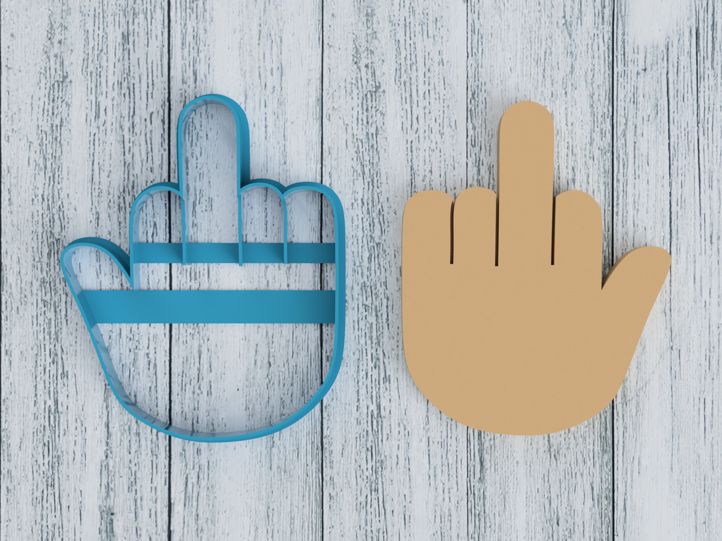 Middle Finger with Thumb - Cookie Cutter / Sugar Cookie / Fondant / Clay (1095)
