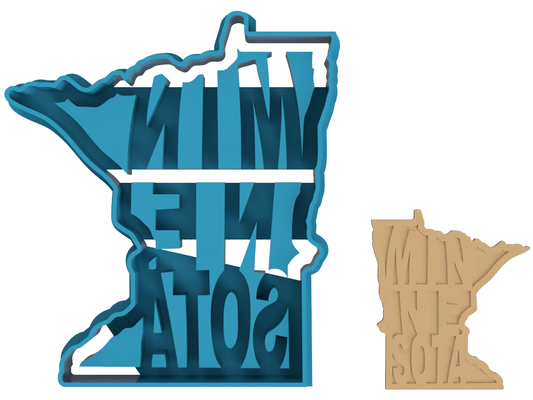 Minnesota with Name Extruding - Cookie Cutter / Sugar Cookie / Fondant / Clay (0025)