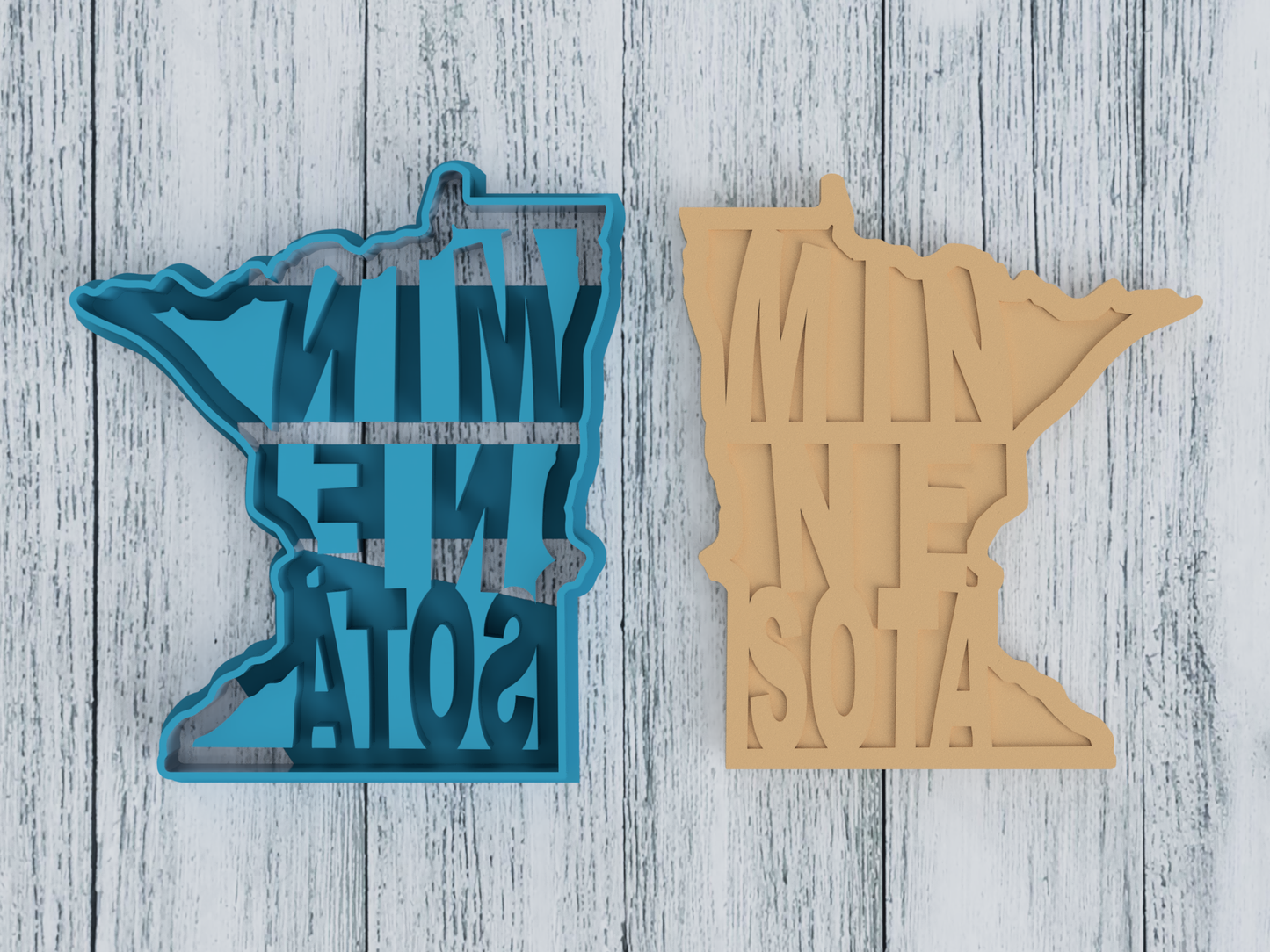 Minnesota with Name Extruding - Cookie Cutter / Sugar Cookie / Fondant / Clay (0025)