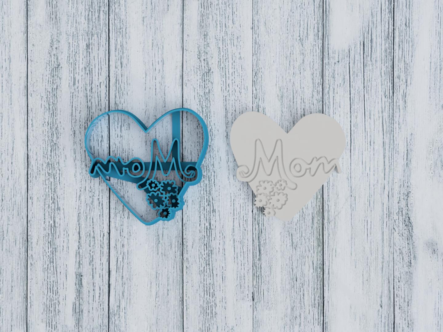 Mom in Heart Cookie Cutter / Sugar Cookie / Fondant / Clay (1120)