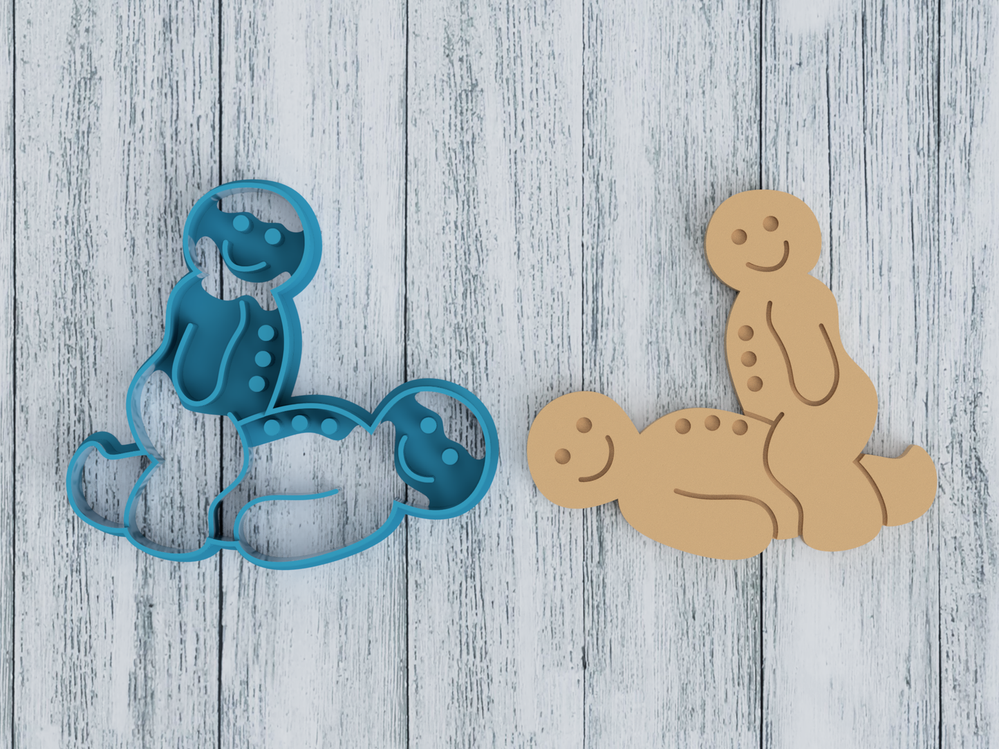 Naughty - Button Cartoon Cowgirl Sex - Cookie Cutter / Sugar Cookie / Fondant / Clay (0043)
