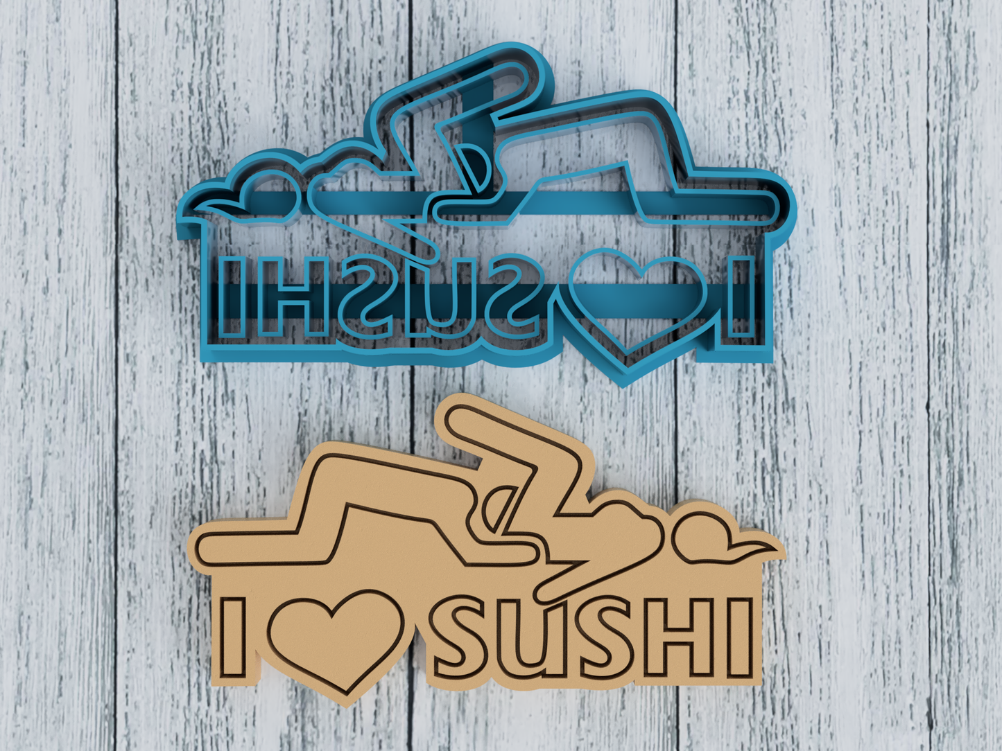 Naughty - I Love Sushi - Cookie Cutter / Sugar Cookie / Fondant / Clay (0012)
