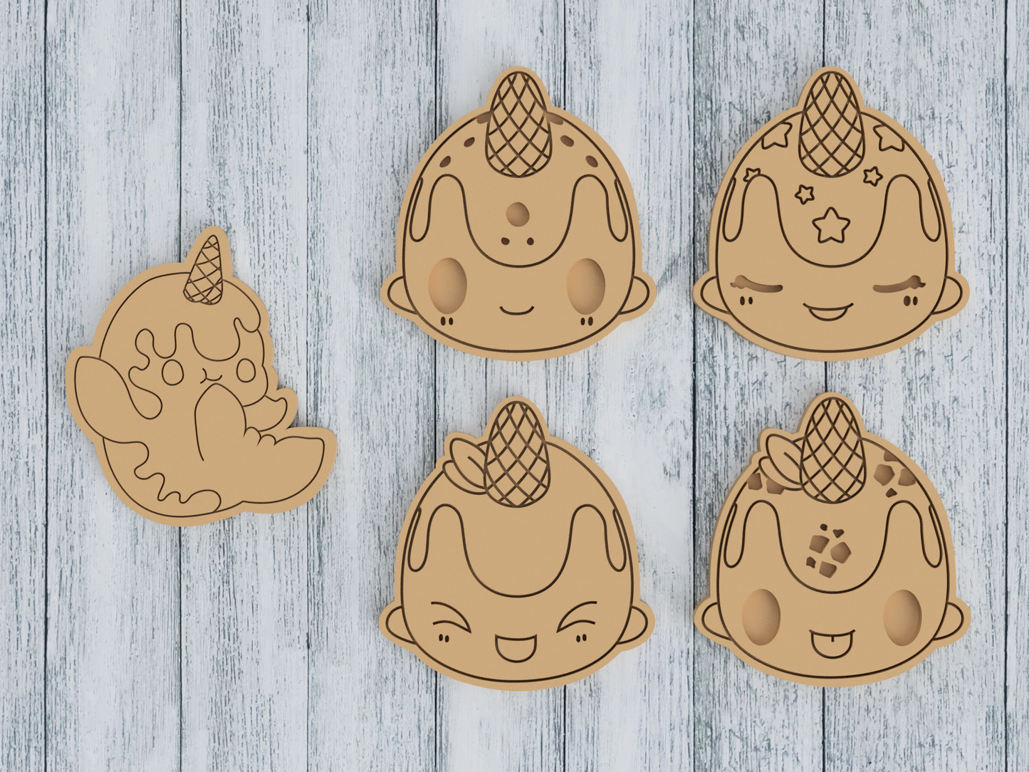 Nomwhal Set - Tasty Peach Studios - Cookie Cutter / Sugar Cookie / Fondant / Clay (1.8 1.9 1.11 1.12 1.13)