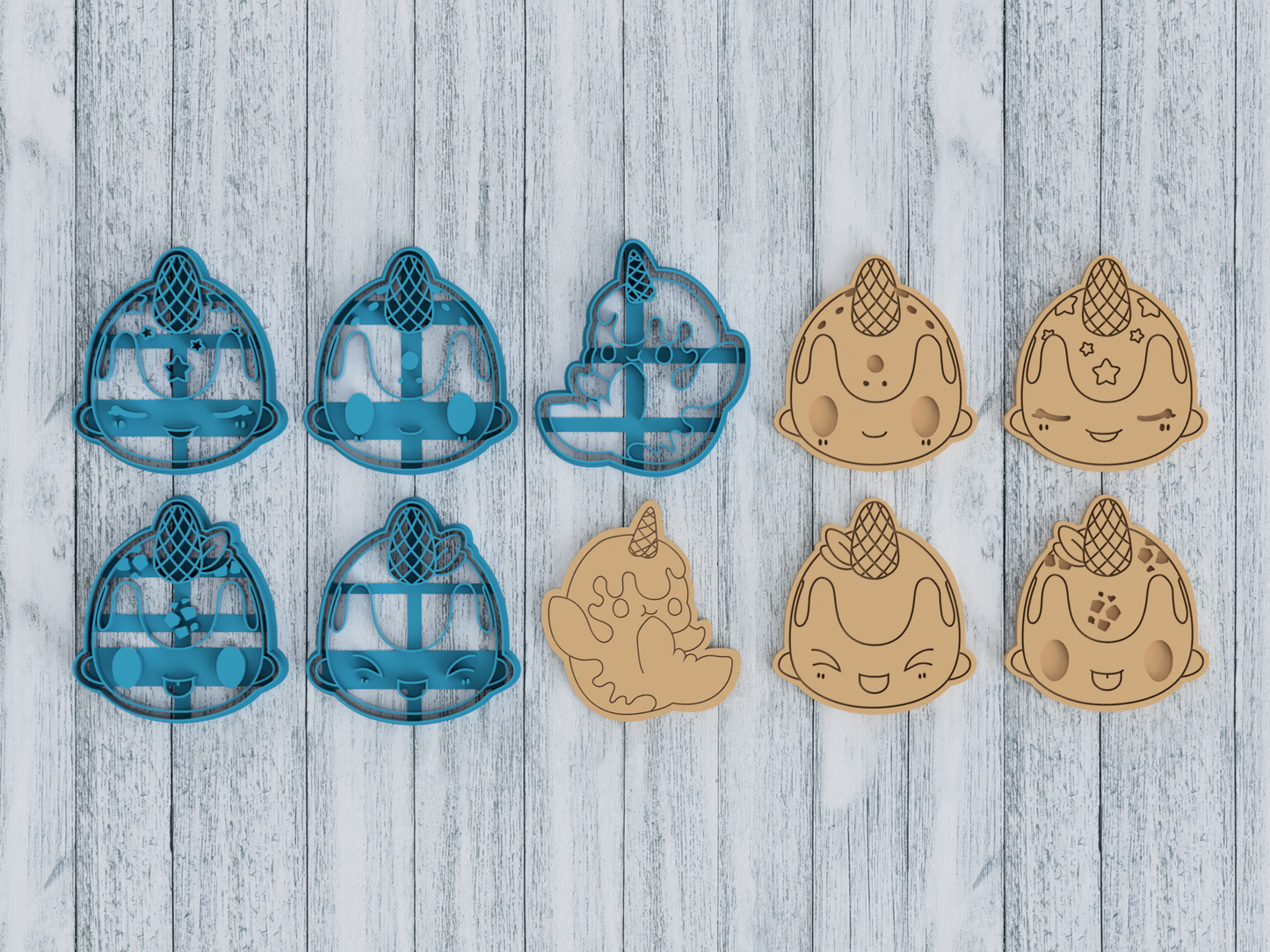 Nomwhal Set - Tasty Peach Studios - Cookie Cutter / Sugar Cookie / Fondant / Clay (1.8 1.9 1.11 1.12 1.13)