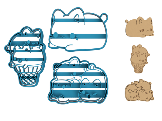 Original (OG) Meowchi Set - Tasty Peach Studios - Cookie Cutter / Sugar Cookie / Fondant / Clay (1.14 1.15 1.16)