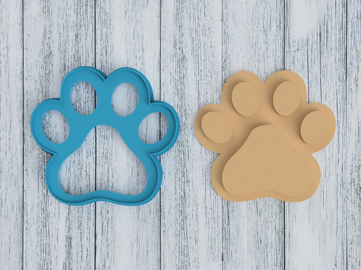 Paw Print with Extruding Background - Cookie Cutter / Sugar Cookie / Fondant / Clay (1353)
