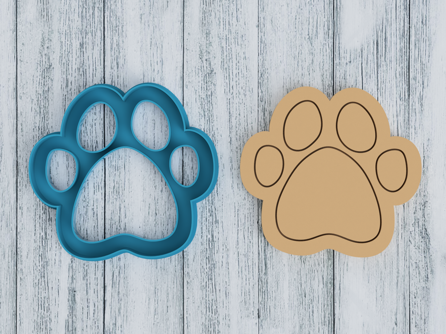 Paw Print with Backing - Cookie Cutter / Sugar Cookie / Fondant / Clay (1016)