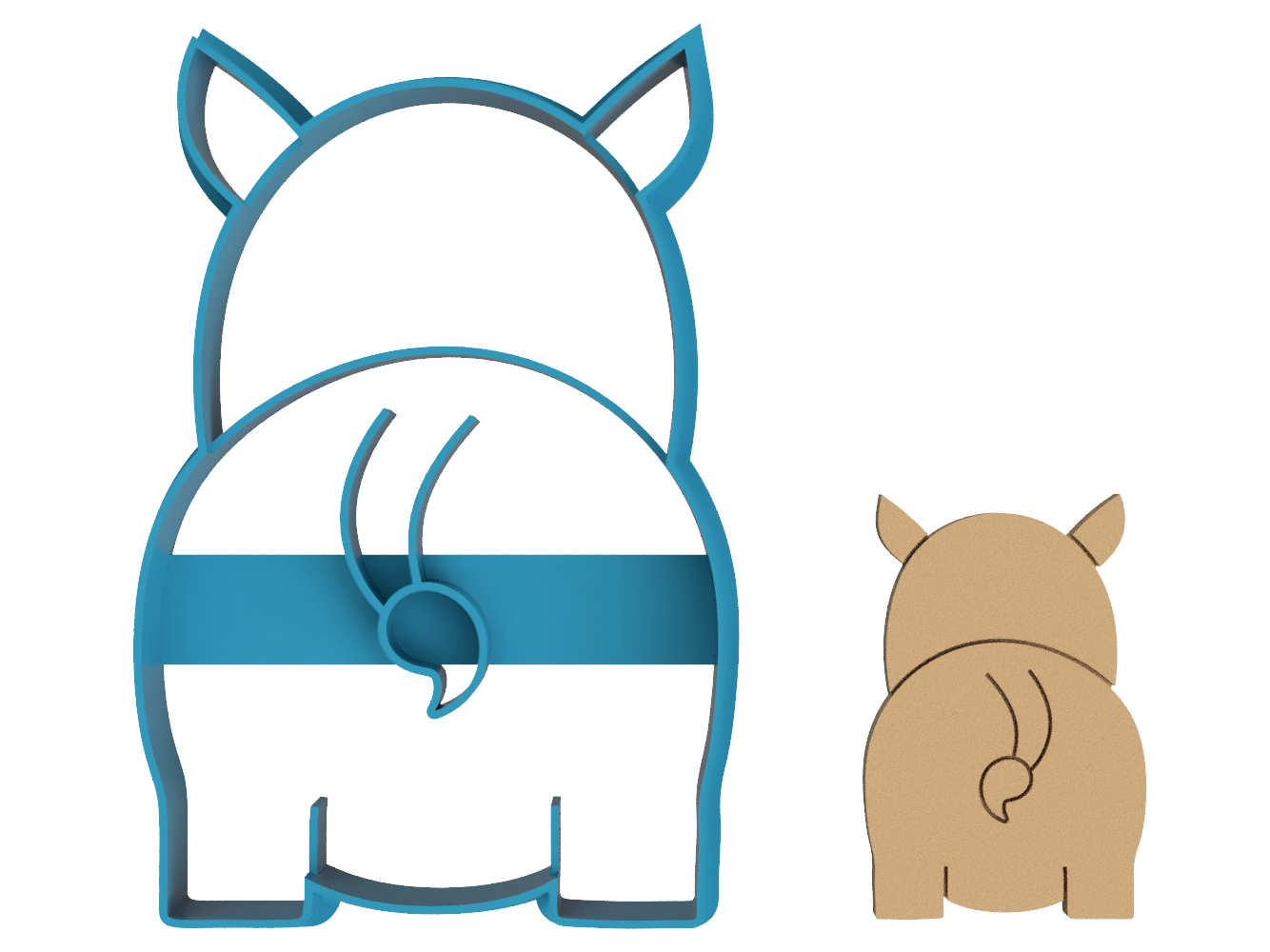 Rhino Butt - Cookie Cutter / Sugar Cookie / Fondant / Clay (0157)