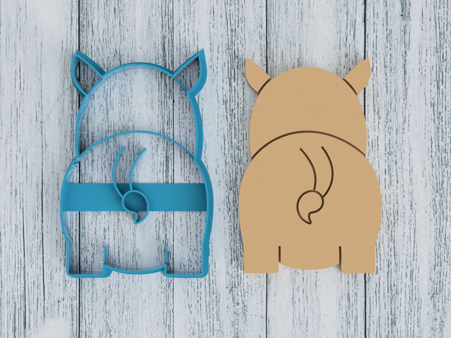 Rhino Butt - Cookie Cutter / Sugar Cookie / Fondant / Clay (0157)