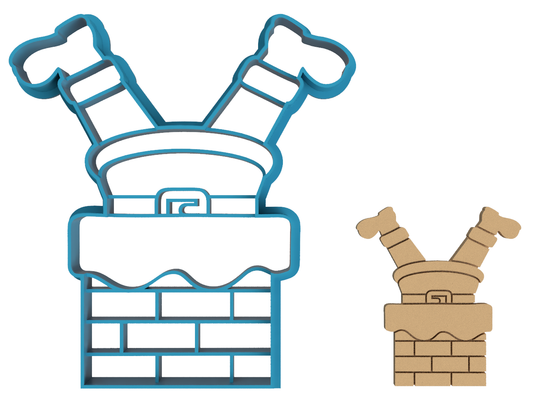 Santa Going Down Chimney - Cookie Cutter / Sugar Cookie / Fondant / Clay (1478)