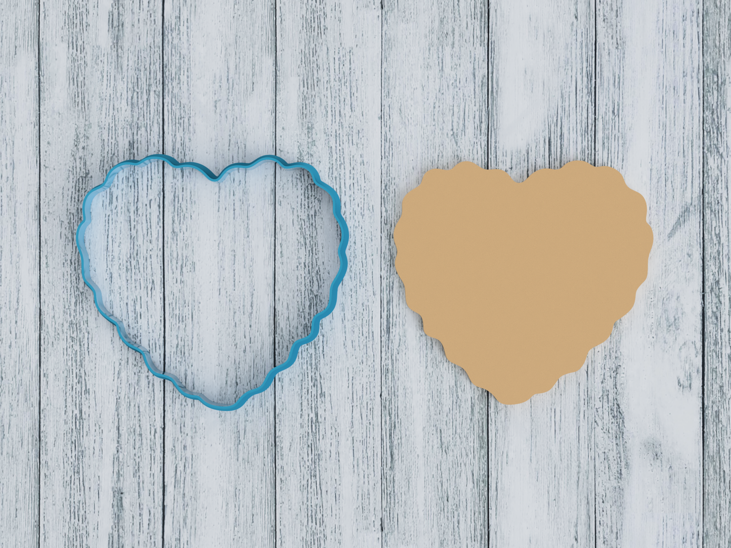 Scalloped Heart Outline - Cookie Cutter / Sugar Cookie / Fondant / Clay (1499)