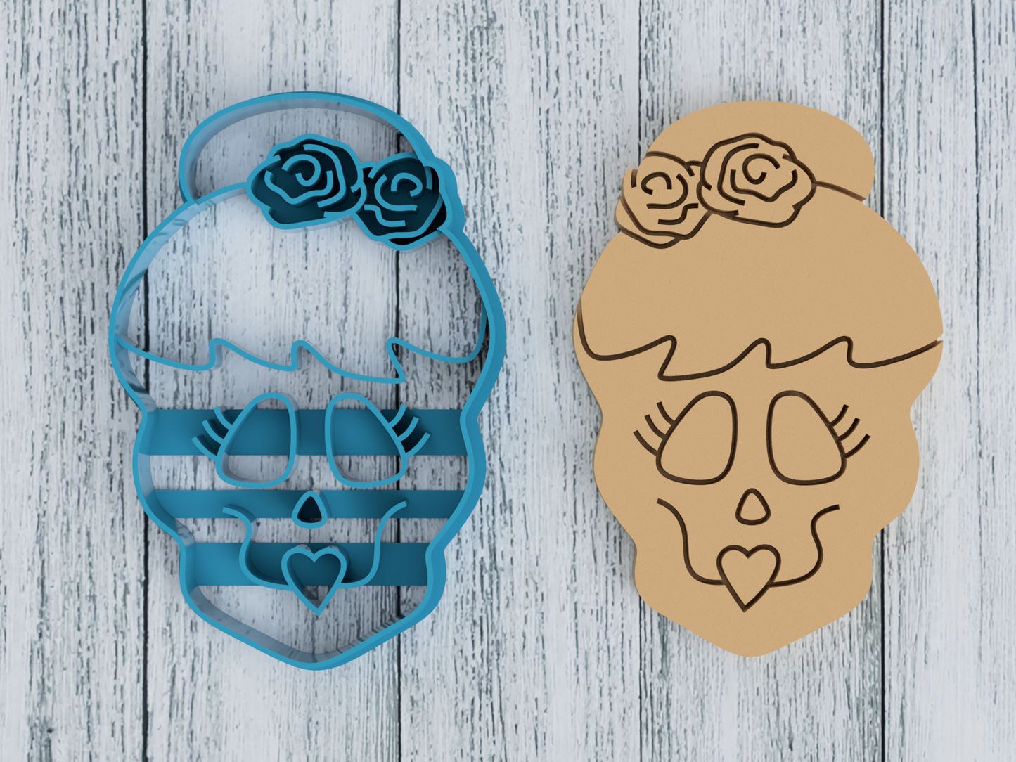 Skull with Bun - Cookie Cutter / Sugar Cookie / Fondant / Clay (1048)