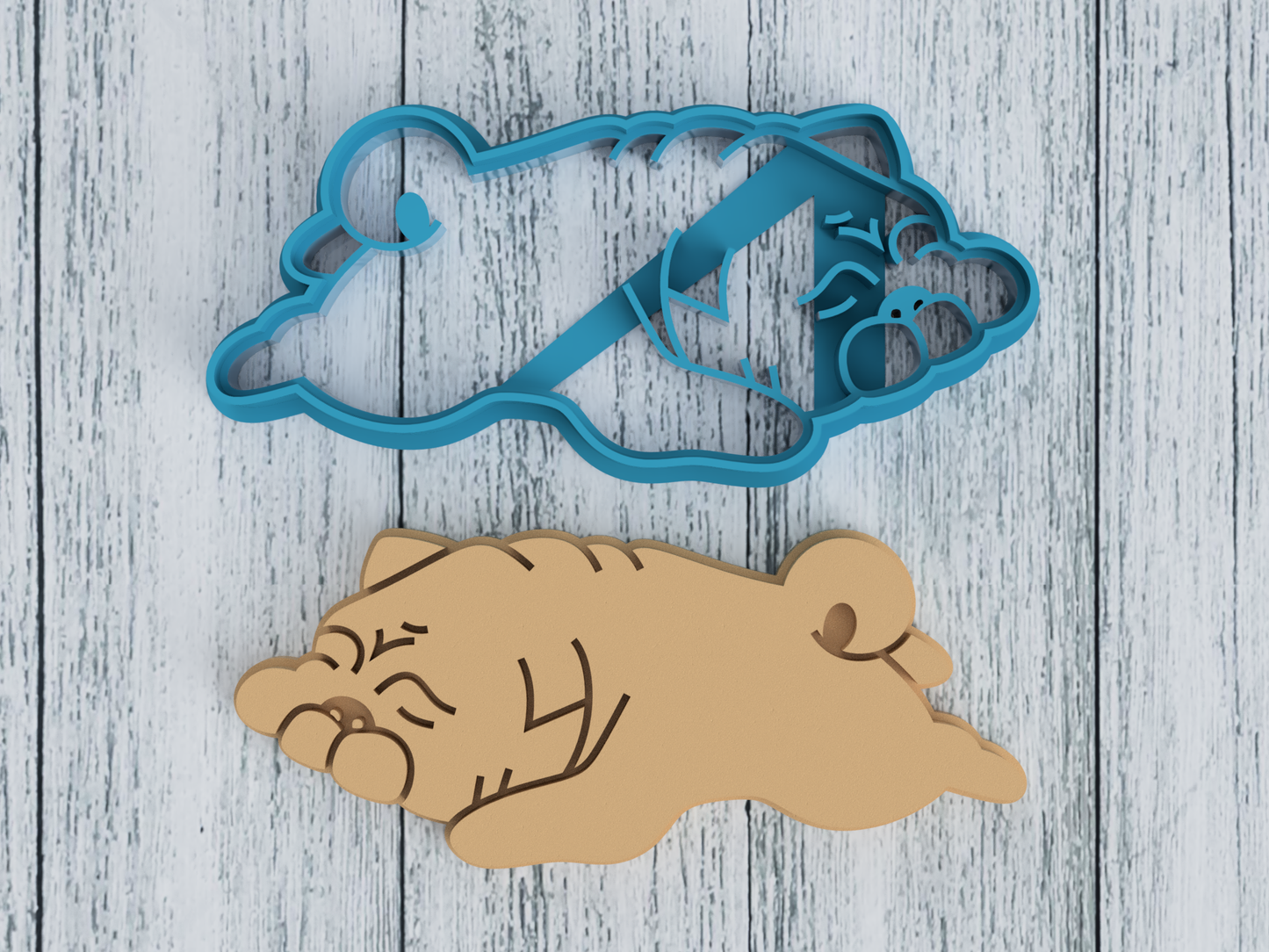 Sleeping Pug - Cookie Cutter / Sugar Cookie / Fondant / Clay (1296)