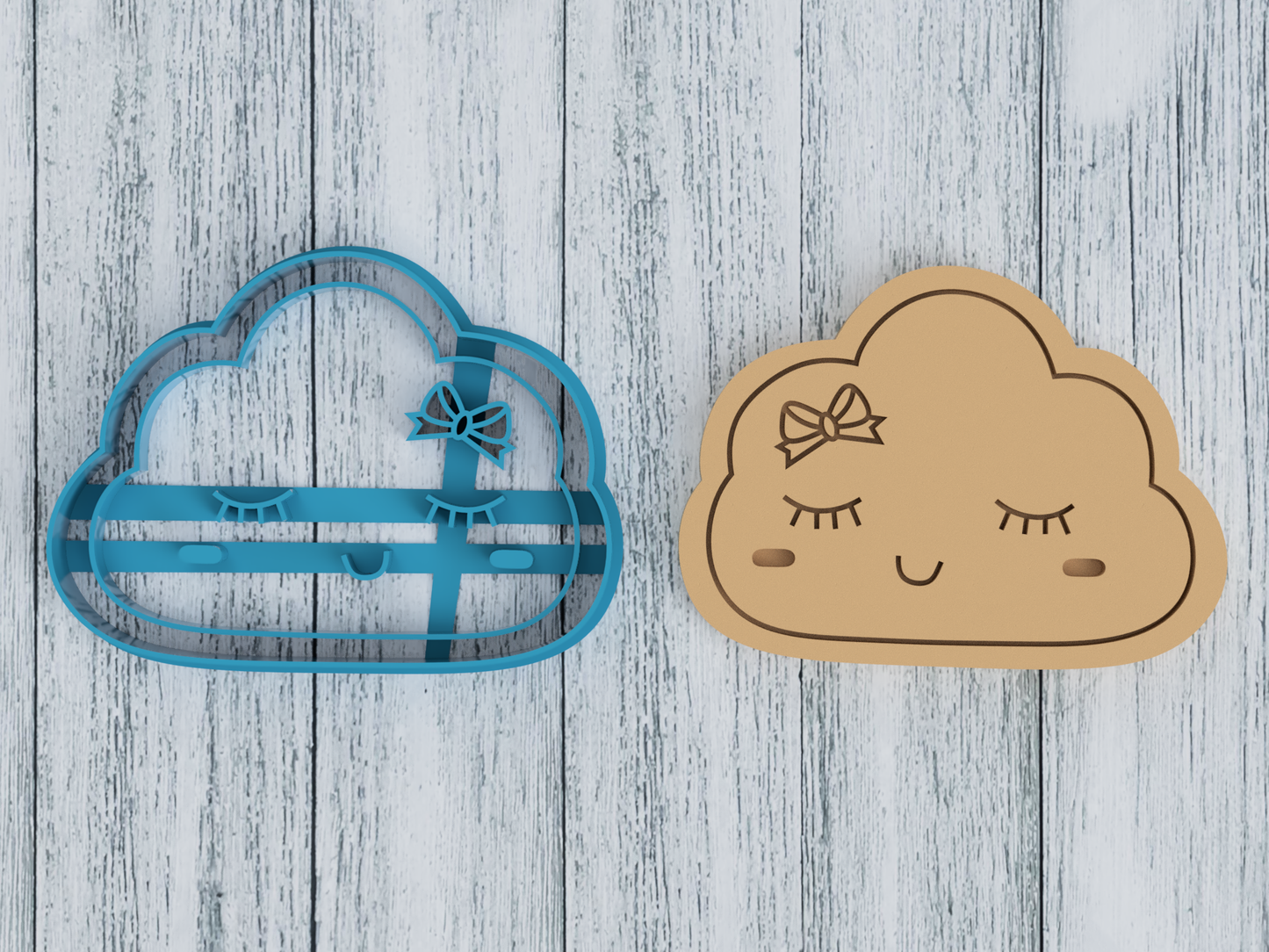 Sleepy Cloud with Bow - Cookie Cutter / Sugar Cookie / Fondant / Clay (1445)
