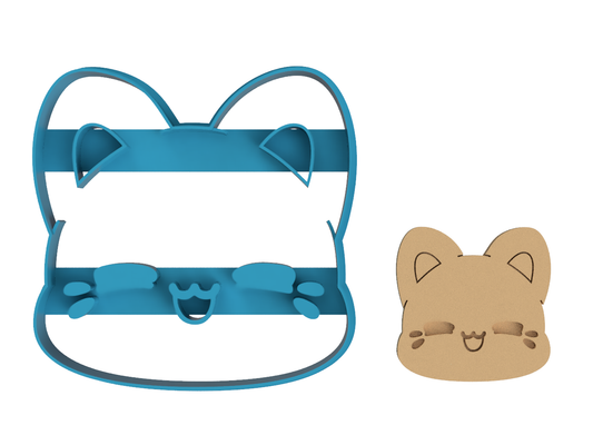 Sleepy Meowchi Face - Tasty Peach Studios - Cookie Cutter / Sugar Cookie / Fondant / Clay (1.5)