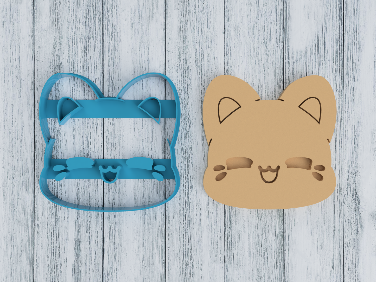 Sleepy Meowchi Face - Tasty Peach Studios - Cookie Cutter / Sugar Cookie / Fondant / Clay (1.5)