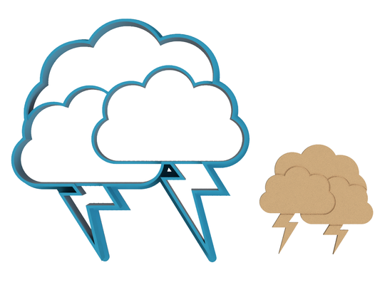 Storm Cloud with Lightning - Cookie Cutter / Sugar Cookie / Fondant / Clay (0036)