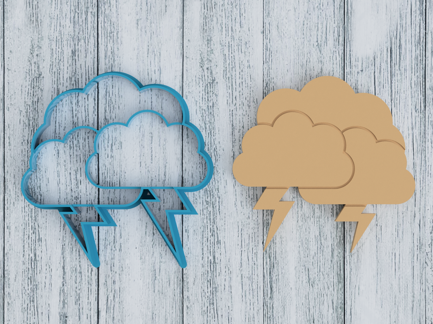 Storm Cloud with Lightning - Cookie Cutter / Sugar Cookie / Fondant / Clay (0036)