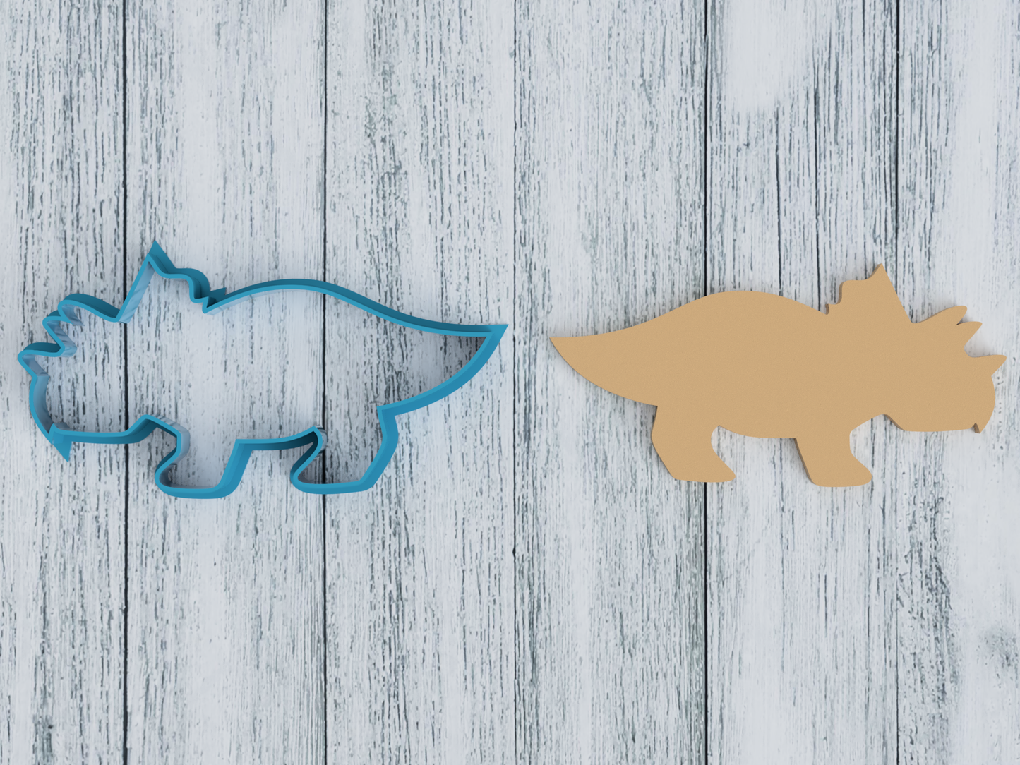 Triceratops Dinosaur Outline - Cookie Cutter / Sugar Cookie / Fondant / Clay (0100)