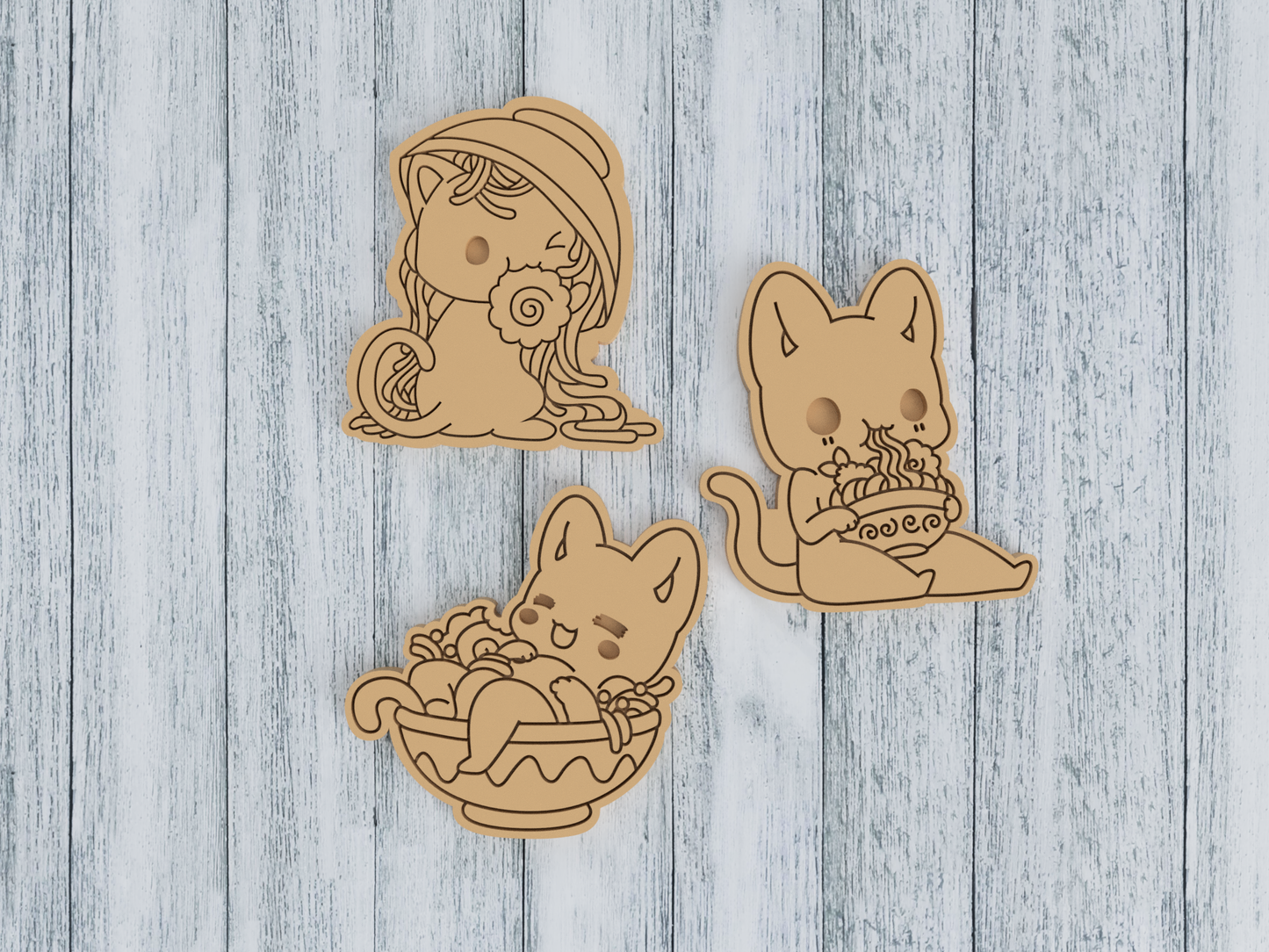 Udon Kitten Set- Tasty Peach Studios - Cookie Cutter / Sugar Cookie / Fondant / Clay (1.17 1.18 1.19)