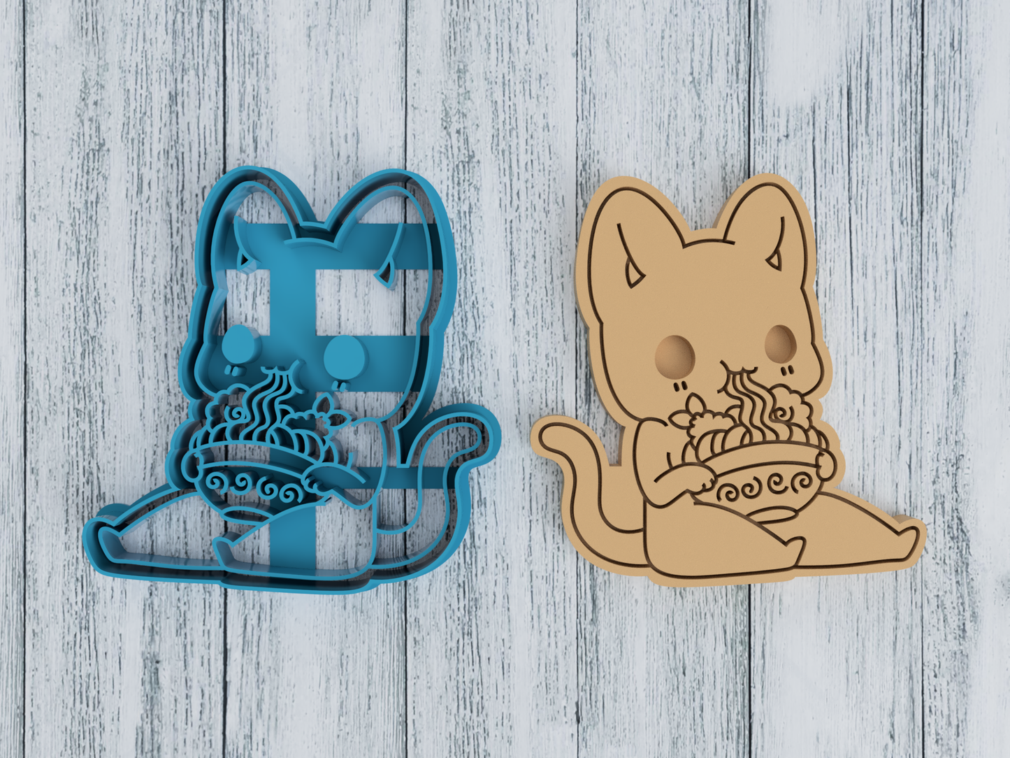 Udon Kitten Sitting / Eating - Tasty Peach Studios - Cookie Cutter / Sugar Cookie / Fondant / Clay (1.19)