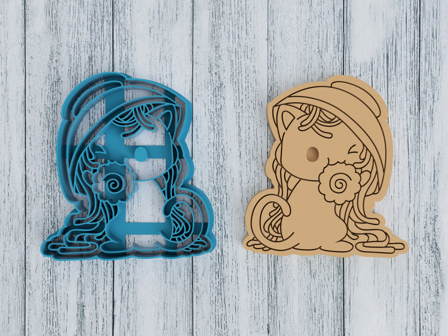 Udon Kitten with Bowl on Head - Tasty Peach Studios - Cookie Cutter / Sugar Cookie / Fondant / Clay (1.17)