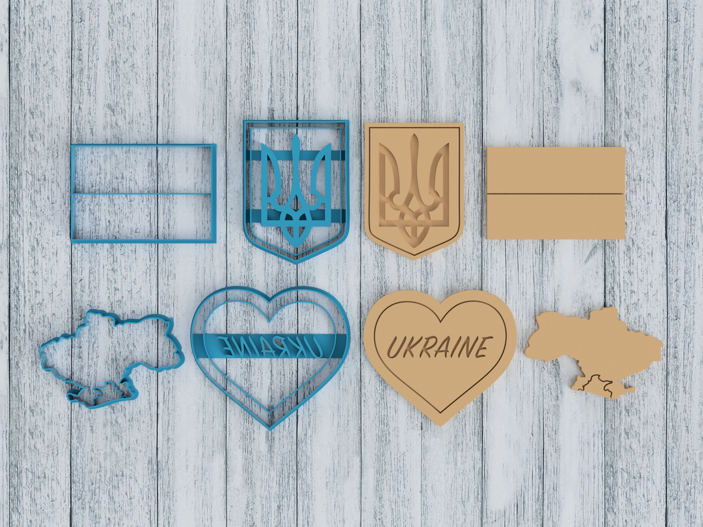 Ukraine Set  - Cookie Cutter / Sugar Cookie / Fondant / Clay (1021 1022 1023 1024)