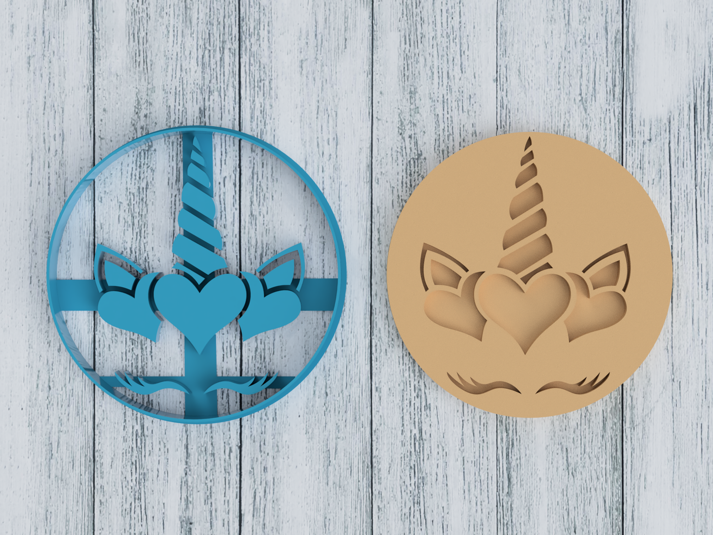 Unicorn Face in Circle - Cookie Cutter / Sugar Cookie / Fondant / Clay (0264)
