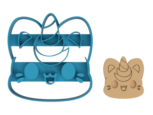 Unicorn Meowchi Face - Tasty Peach Studios - Cookie Cutter / Sugar Cookie / Fondant / Clay (1.6)