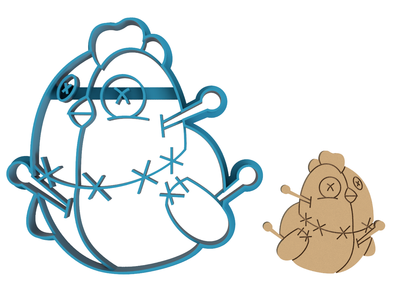 Chicken Voodoo Doll - Cookie Cutter / Fondant / Sugar Cookies / Clay (1442)