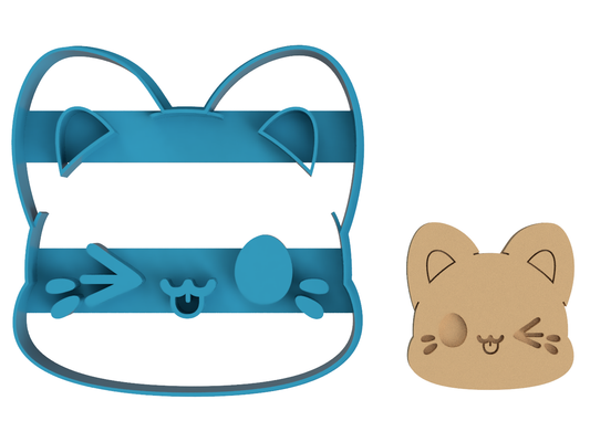 Winking Meowchi Face - Tasty Peach Studios - Cookie Cutter / Sugar Cookie / Fondant / Clay (1.7)