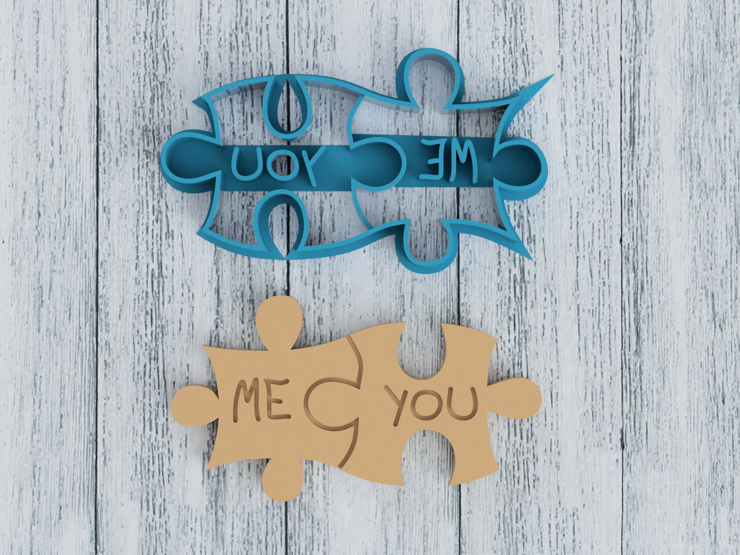 You and Me Puzzle Pieces - Cookie Cutter / Sugar Cookie / Fondant / Clay (0048)